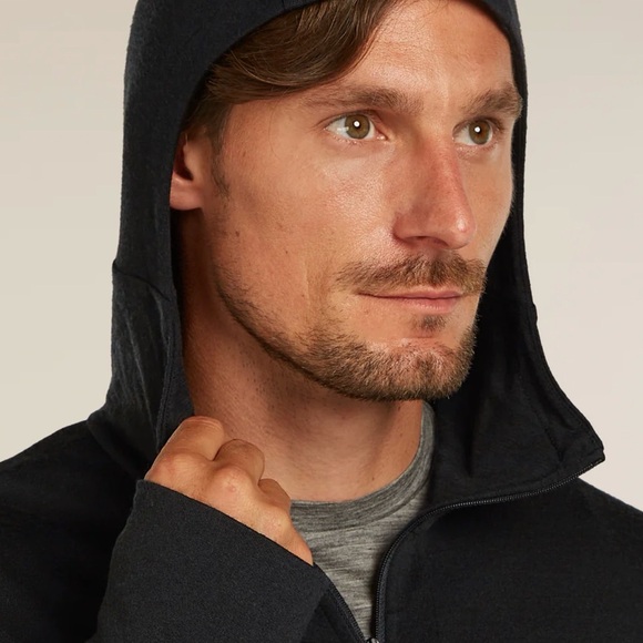 Icebreaker Men's Merino 260 Quantum Long Sleeve 2 way Zip Hoodie great for sprin - Picture 12 of 17